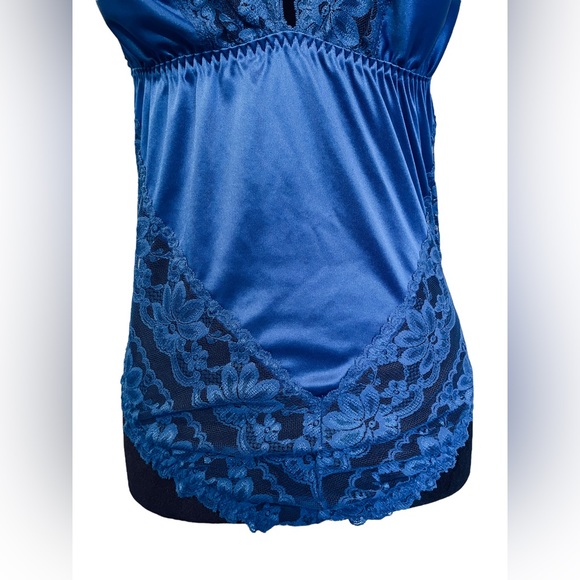 Dolores for Poirette Vintage Blue Coquette Sheer Lace Lingerie Teddy Bodysuit - Picture 2 of 8